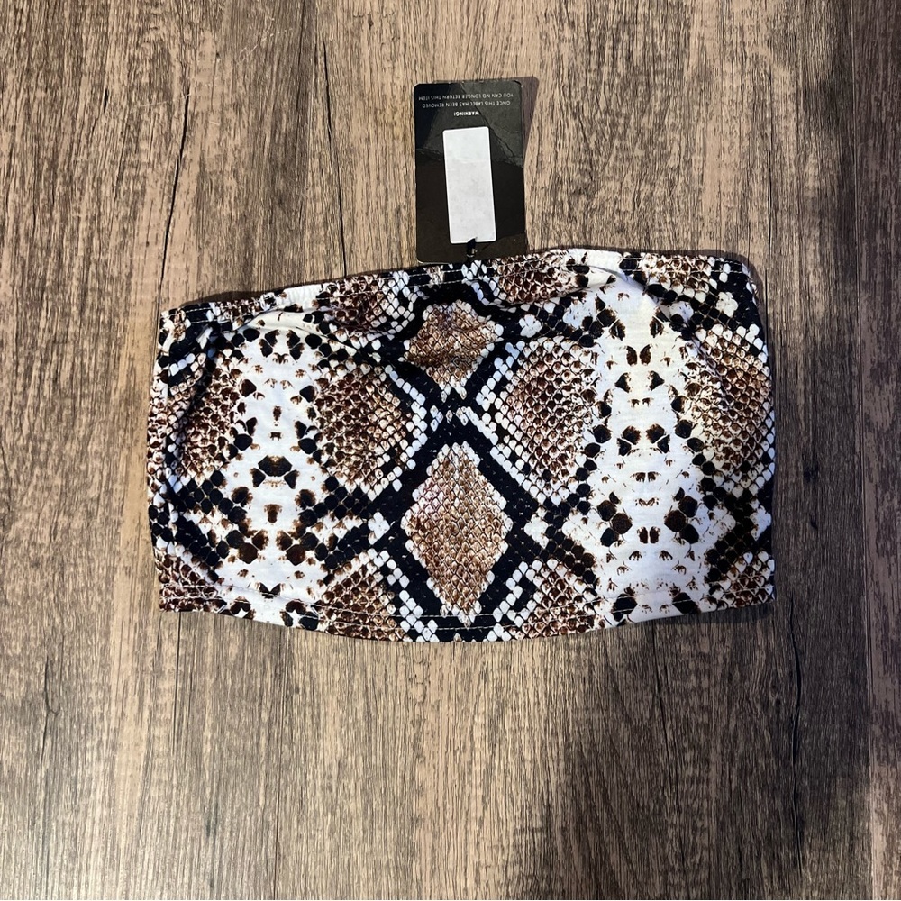 Pretty Little Thing Snake Skin Bandeau Top Womens US 6